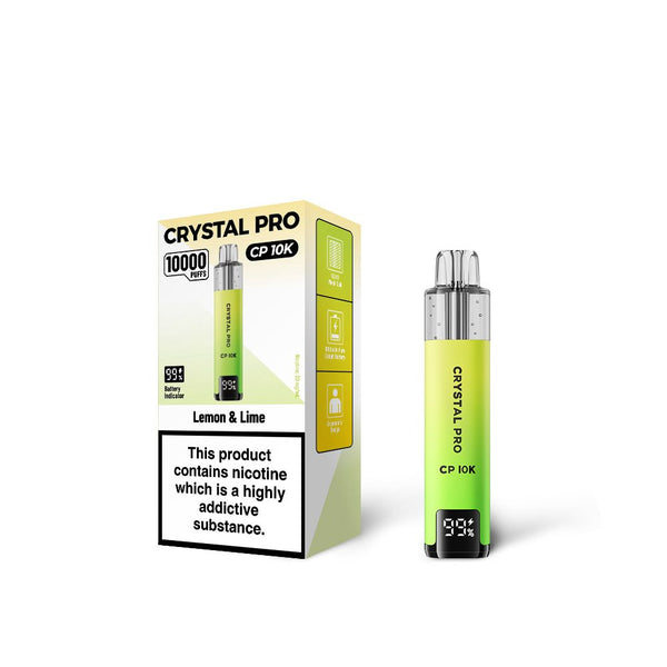 Crystal Pro 10000 Puffs (CP10K) Pre Filled Vape Pod Kit, Lemon Lime Flavor