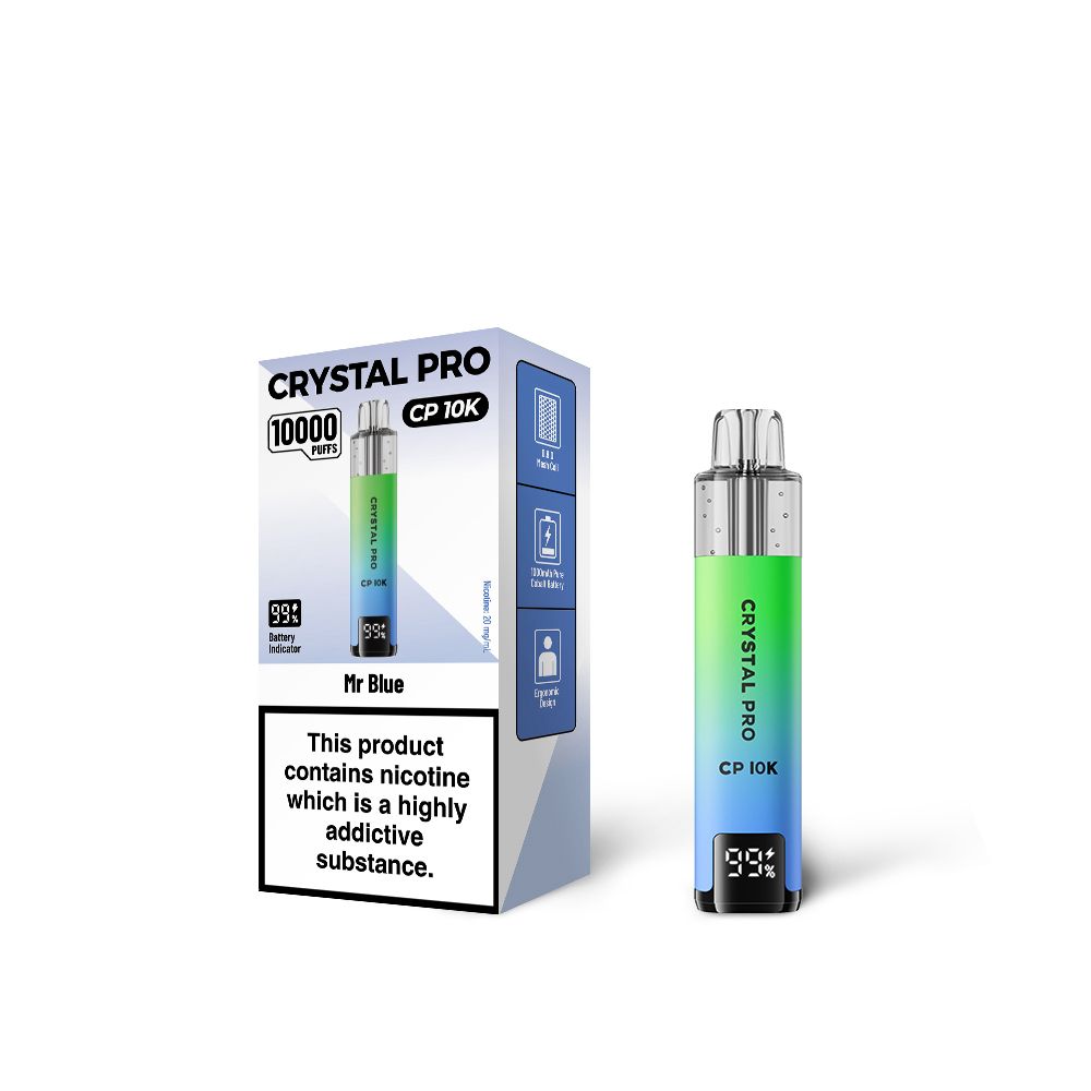 Crystal Pro 10000 Puffs (CP10K) Pre Filled Vape Pod Kit, Mr Blue Flavor