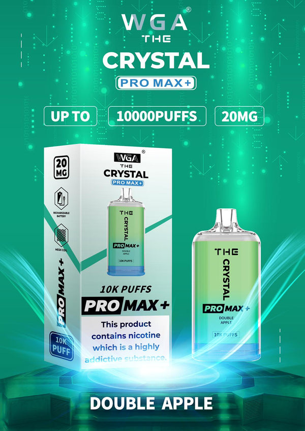 Crystal Pro Max 10K Puffs Prefilled Vape Box of 10, Double Apple Flavor