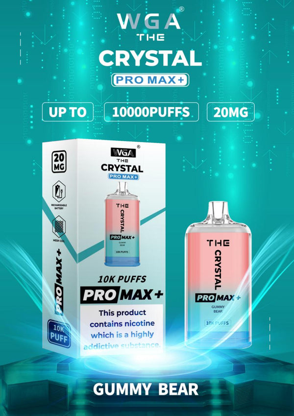 Crystal Pro Max 10K Puffs Prefilled Vape Box of 10, Gummy Bear Flavor