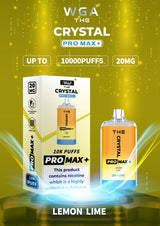 Crystal Pro Max 10K Puffs Prefilled Vape Box of 10, Lemon Lime Flavor