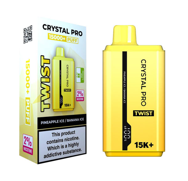 Crystal Pro Twist 15000 Puffs Prefilled Vape - Box of 5, Pineapple Ice Flavor