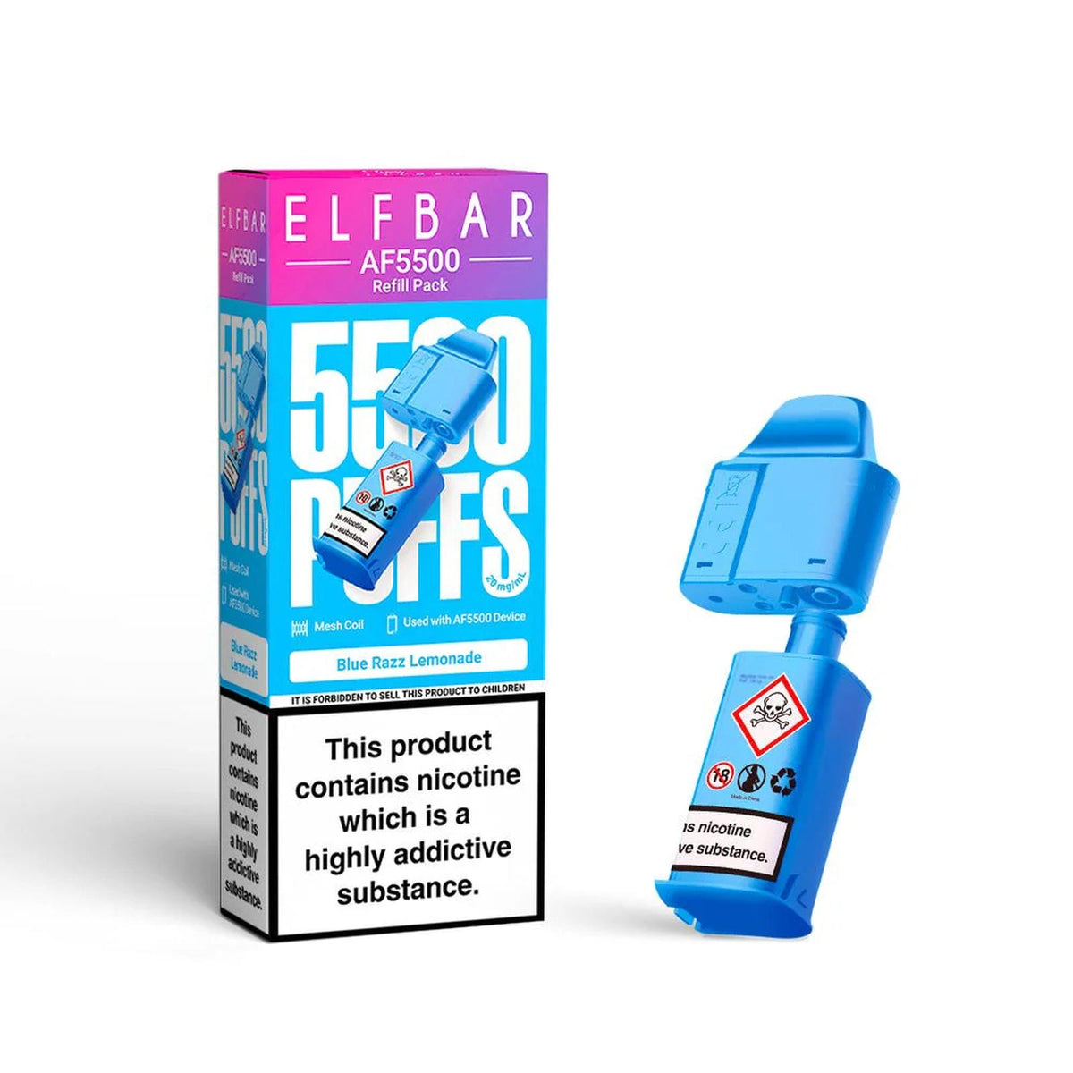Elf bar AF5000 Refill Replacement Pods Box of 5, Razz Lemonade Flavour