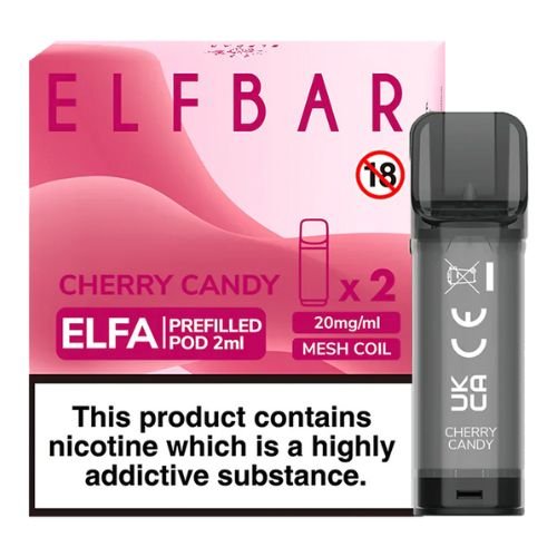 Elf Bar Elfa PreFilled Pod 2ml Nic Salt Prefilled Pod, Cherry Candy Flavor