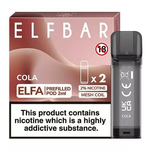 Elf Bar Elfa PreFilled Pod 2ml Nic Salt Prefilled Pod, Cola Flavor