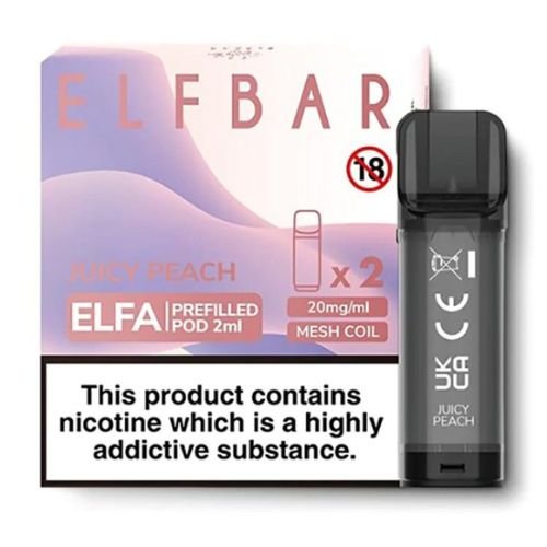Elf Bar Elfa PreFilled Pod 2ml Nic Salt Prefilled Pod, Juicy Peach Flavor