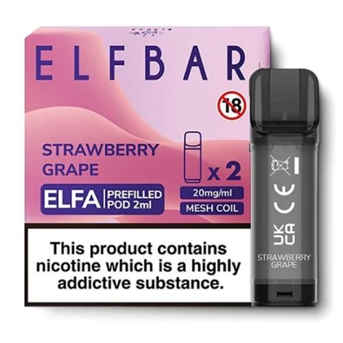 Elf Bar Elfa PreFilled Pod 2ml Nic Salt Prefilled Pod, Strawberry Grape Flavor