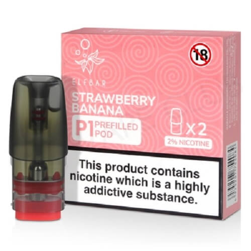Elf Bar Mate P1 Pods Box of 10, Strawberry Banana Flavor