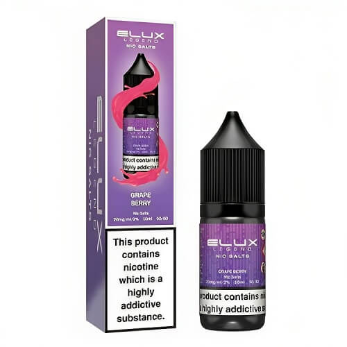 Elux Legend 10ml Nic SaltPack of 10, Grape Berry Flavor