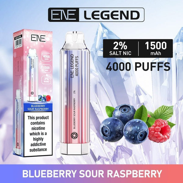 ENE Crystal Legend 4000 Puffs Prefilled Vape Pod Device, Blueberry Sour Raspberry Favor