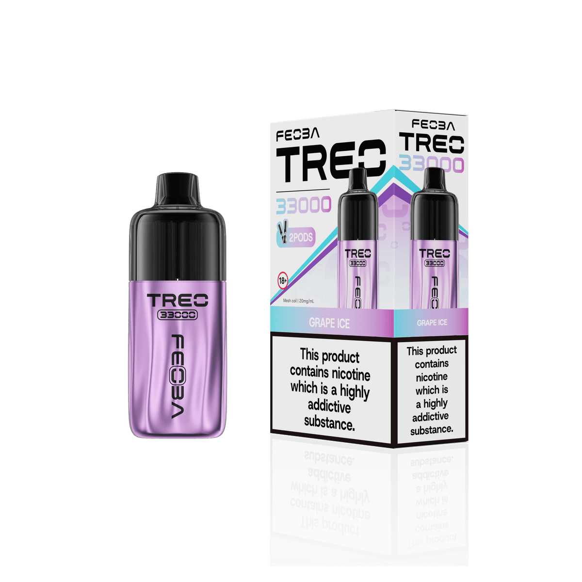 Feoba Treo 33k Puffs Pre-filled Pod Vape Kit, Grape Ice Flavor