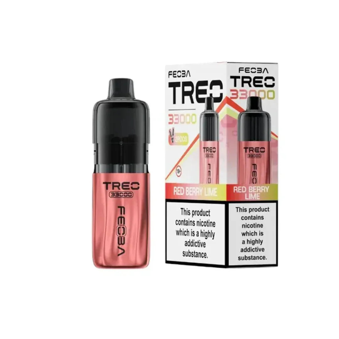 Feoba Treo 33k Puffs Pre-filled Pod Vape Kit, Red Berry Lime Flavor