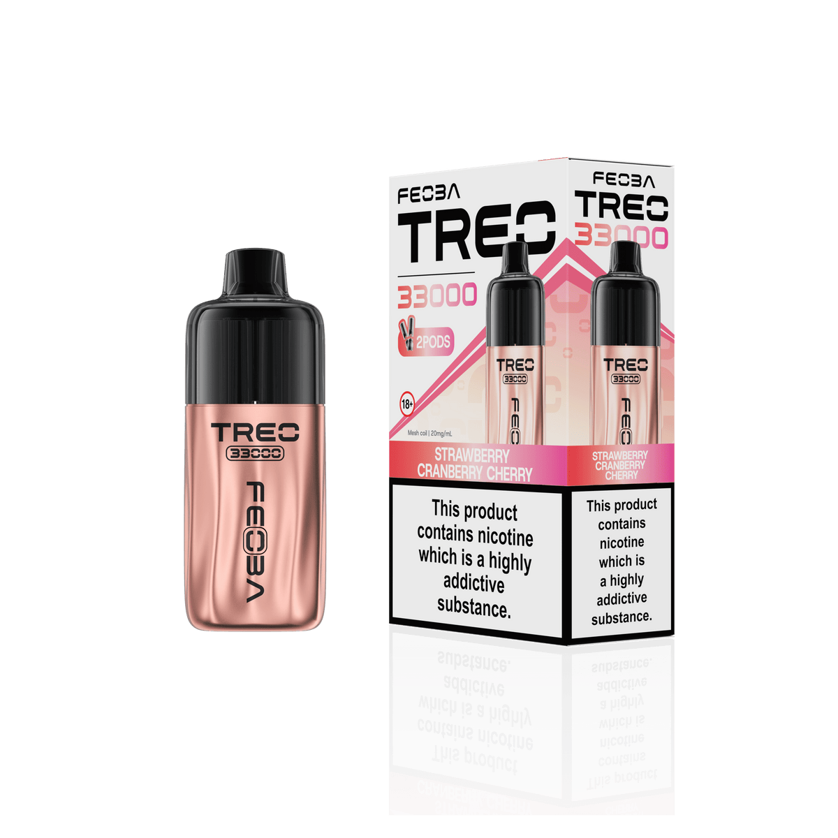 Feoba Treo 33k Puffs Pre-filled Pod Vape Kit, Strawberry Cranberry Cherry Flavor
