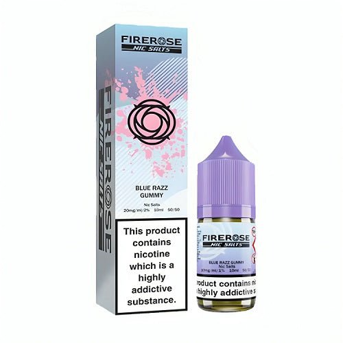 Firerose 5000 Puffs 10ml Nic Salt E-Liquid, Pack of 10, Blue Razz Gummy Flavor