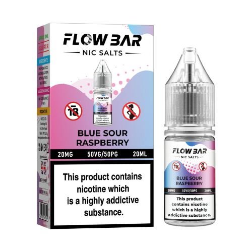 Flow Bar Nic Salt E-Liquid, Pack of 10, Blue Sour Raspberry Flavor