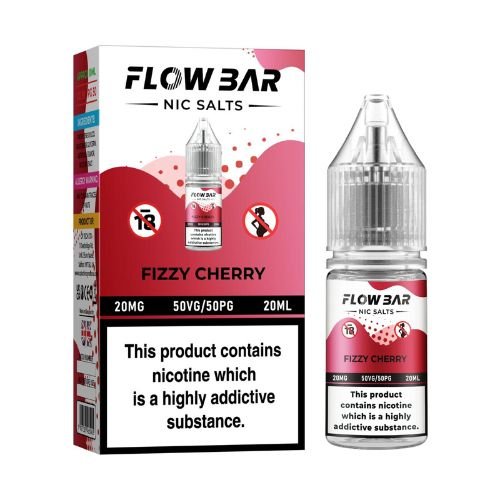 Flow Bar Nic Salt E-Liquid, Pack of 10, Fizzy Cherry Flavor