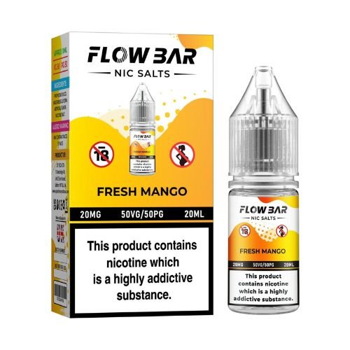 Flow Bar Nic Salt E-Liquid, Pack of 10, Fresh Mango Flavor