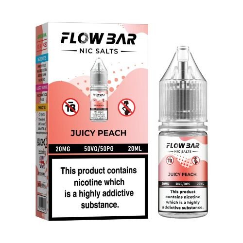 Flow Bar Nic Salt E-Liquid, Pack of 10, Juicy Peach Flavor