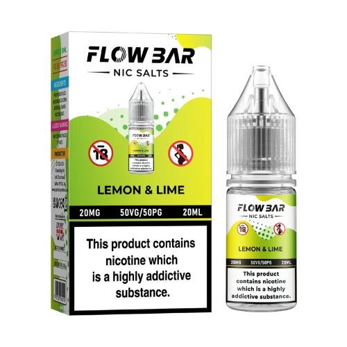 Flow Bar Nic Salt E-Liquid, Pack of 10, Lemon & Lime Flavor