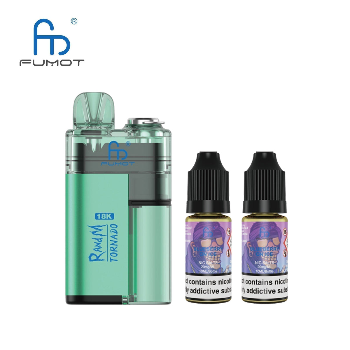 Fumot RandM Tornado 18000 Prefilled Vape Kit Box of 5, Blueberry On Ice Flavor