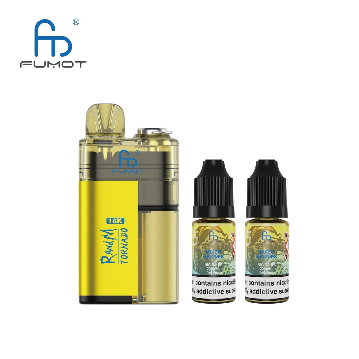 Fumot RandM Tornado 18000 Prefilled Vape Kit Box of 5, Mixed Berries Flavor