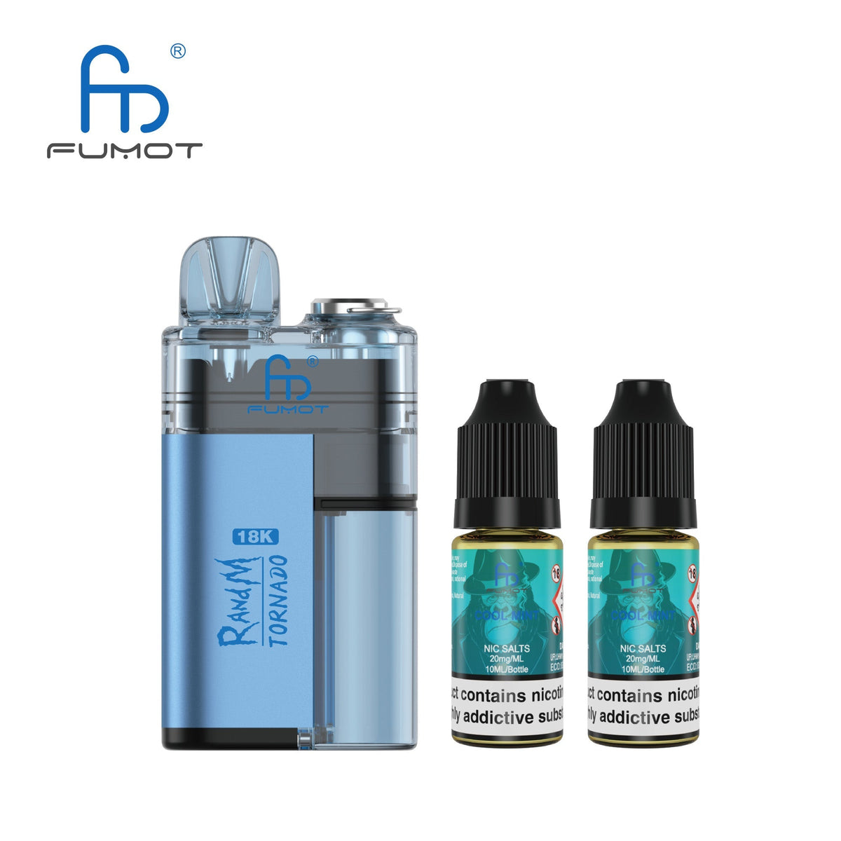 Fumot RandM Tornado 18K Puffs Prefilled Vape Pod Kit, Cool Mint Flavor
