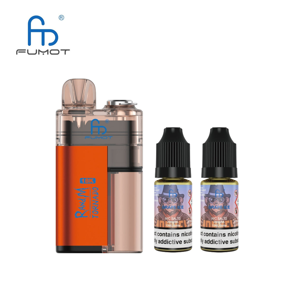 Fumot RandM Tornado 18K Puffs Prefilled Vape Pod Kit, Grape Ice Flavor