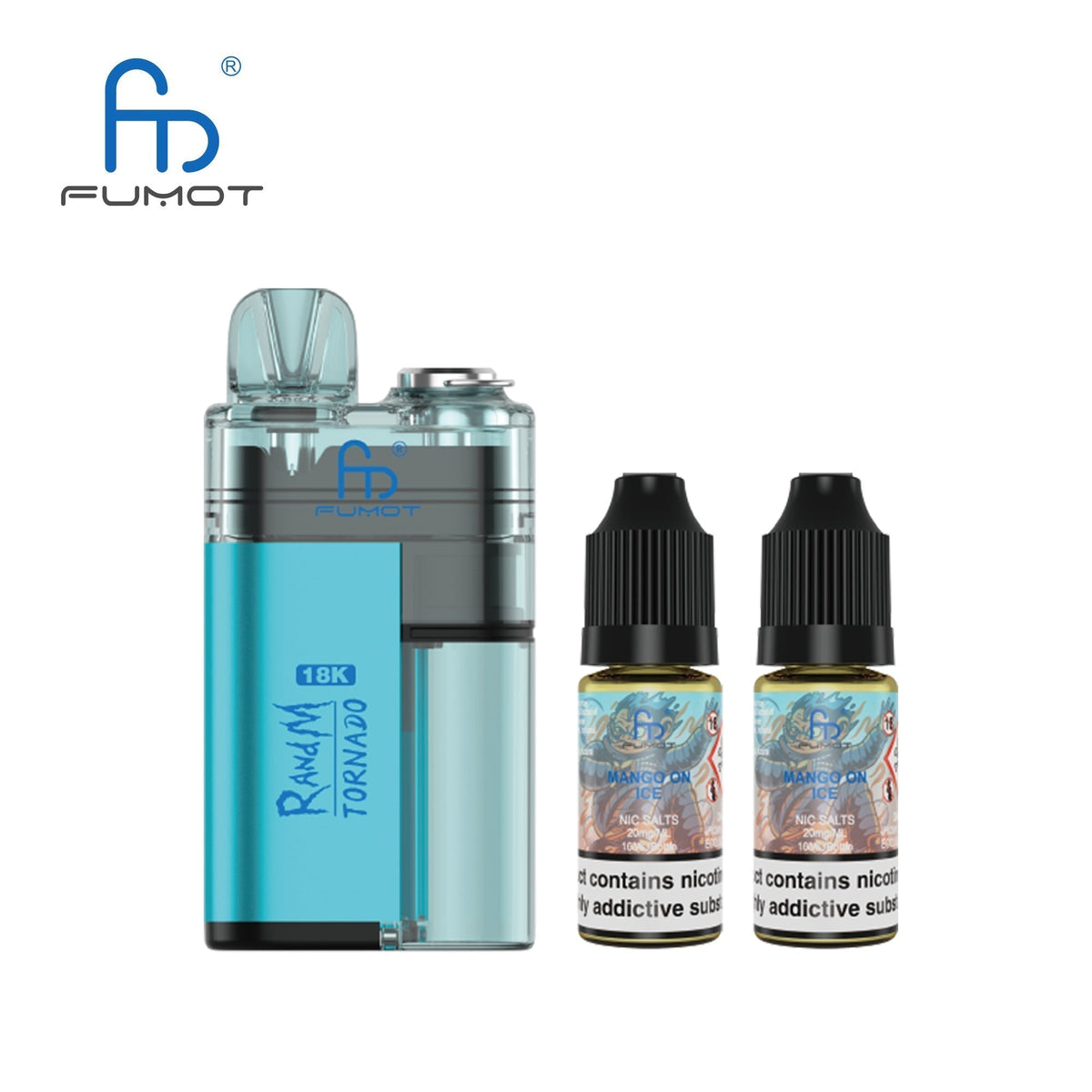 Fumot RandM Tornado 18K Puffs Prefilled Vape Pod Kit, Mango On Ice Flavor