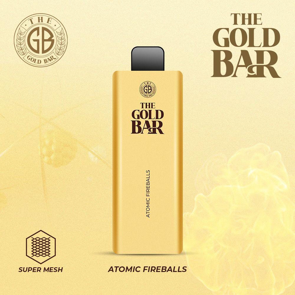 Gold Bar 4500 Puffs Prefilled Vape Puff Bar Box of 10, Atomic Fireballs Flavor