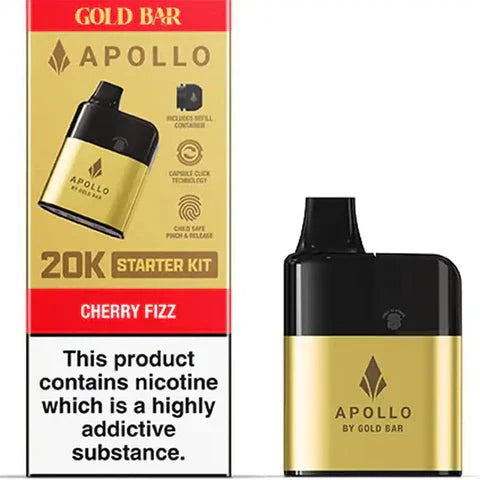 Gold Bar Apollo 20K Prefilled Vape Pod Kit, Cherry Fizz Flavour
