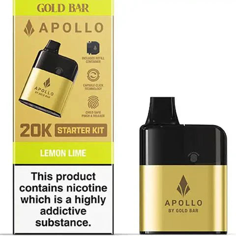 Gold Bar Apollo 20K Prefilled Vape Pod Kit, Lemon Lime