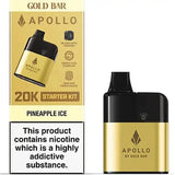 Gold Bar Apollo 20K Prefilled Vape Pod Kit, Pineapple Ice Flavour