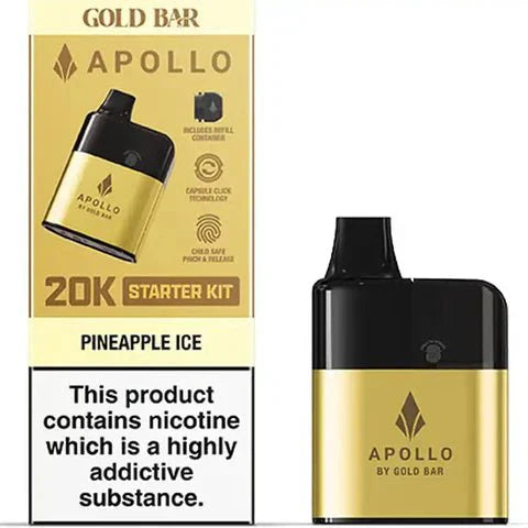 Gold Bar Apollo 20K Prefilled Vape Pod Kit, Pineapple Ice Flavour