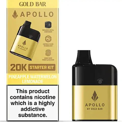 Gold Bar Apollo 20K Prefilled Vape Pod Kit, Pineapple Watermelon Lemonade Flavour