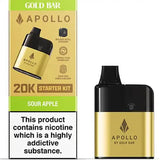Gold Bar Apollo 20K Prefilled Vape Pod Kit, Sour Apple Flavour