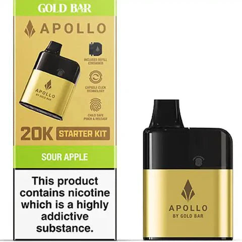 Gold Bar Apollo 20K Prefilled Vape Pod Kit, Sour Apple Flavour