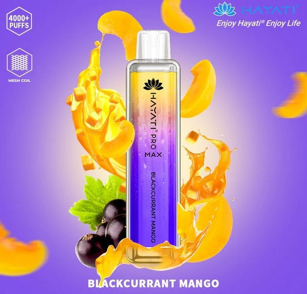 Hayati CrystalPro Max 4000 Puff Prefilled Vape Device, Blackcurrant Mango Flavor