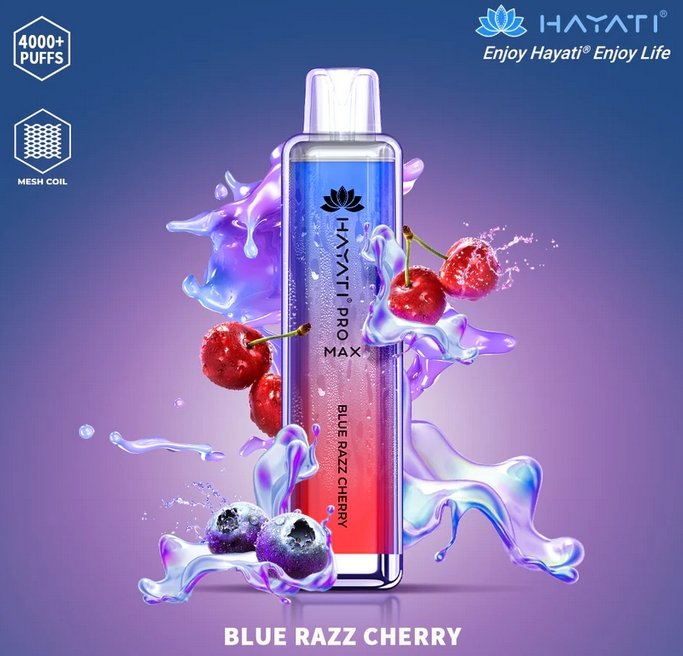 Hayati CrystalPro Max 4000 Puff Prefilled Vape Device, Blue Razz Cherry Flavor