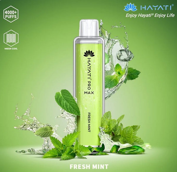 Hayati CrystalPro Max 4000 Puff Prefilled Vape Device, Fresh Mint Flavor