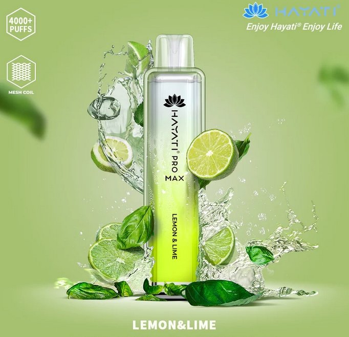 Hayati CrystalPro Max 4000 Puff Prefilled Vape Device, Lemon Lime Flavor