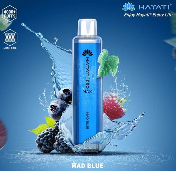 Hayati CrystalPro Max 4000 Puff Prefilled Vape Device, Mad Blue Flavor