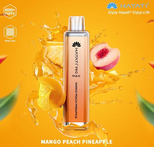 Hayati CrystalPro Max 4000 Puff Prefilled Vape Device, Mango Peach Pineapple Flavor