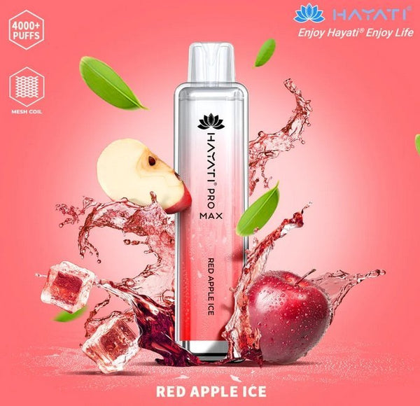 Hayati CrystalPro Max 4000 Puff Prefilled Vape Device, Red Apple Ice Flavor