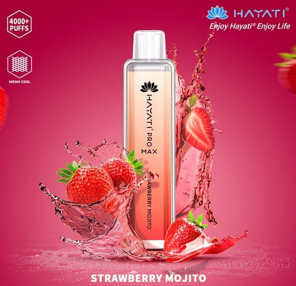 Hayati CrystalPro Max 4000 Puff Prefilled Vape Device, Strawberry Mojito Flavor