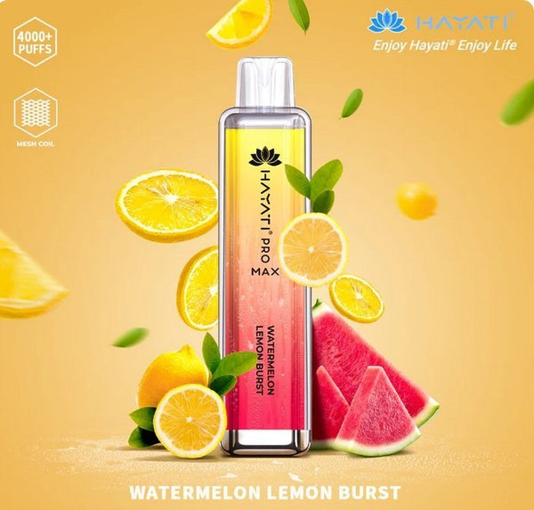 Hayati CrystalPro Max 4000 Puff Prefilled Vape Device, Watermelon Lemon Brust Flavor