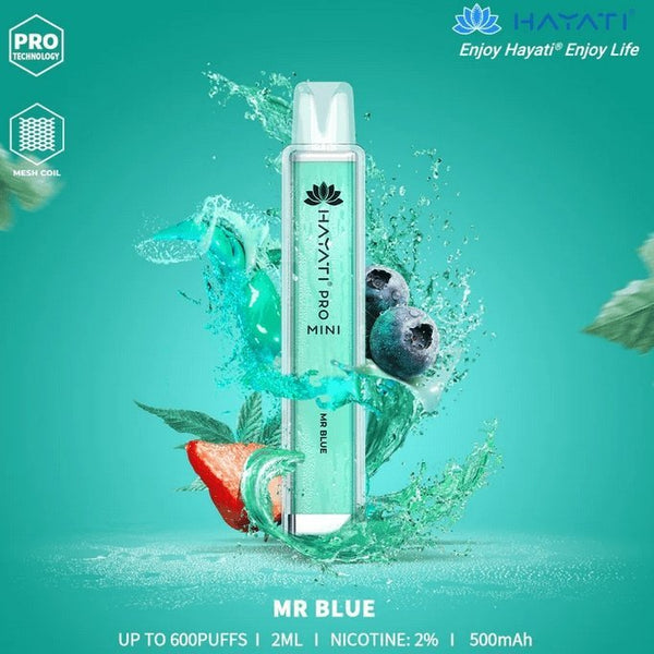 Hayati Crystal Pro Mini 600 Puff Prefilled Vape Bar Pod, Mr Blue Flavor