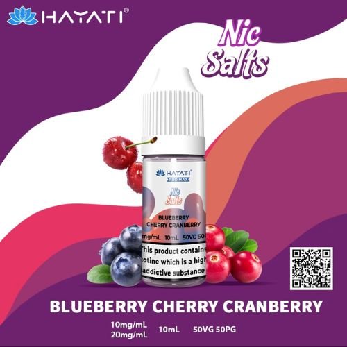 Hayati Pro Max 10ml Nic Salt E-Liquid - Pack of 10 Blueberry Cherry Cranberry Flavour - UKVaper