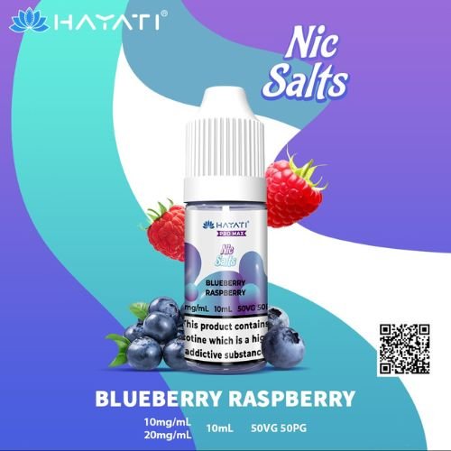 Hayati Pro Max 10ml Nic Salt E-Liquid - Pack of 10 Blueberry Raspberry Flavour - UKVaper