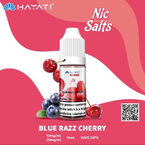 Hayati Pro Max 10ml Nic Salt E-Liquid - Pack of 10 Blue Razz Cherry Flavour - UKVaper