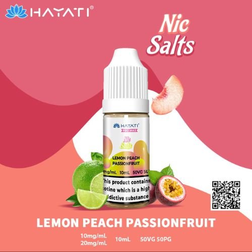 Hayati Pro Max 10ml Nic Salt E-Liquid - Pack of 10 Lemon Peach Passion Fruit Flavour - UKVaper